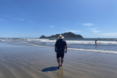 Enjoying a cool walk in the surf 