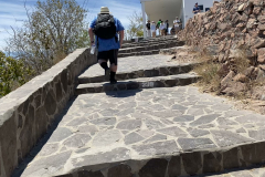 Jogging up the final steps of Faro Mazatlan