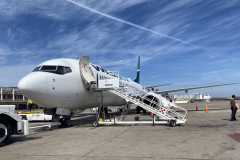 Getting on our Westjet flight in Mazatlan heading home